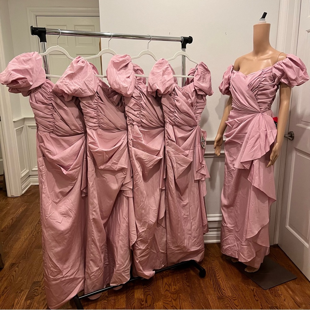 1 Vintage 80’s retro puff sleeve big bow dusty pink bridesmaid prom formal dress